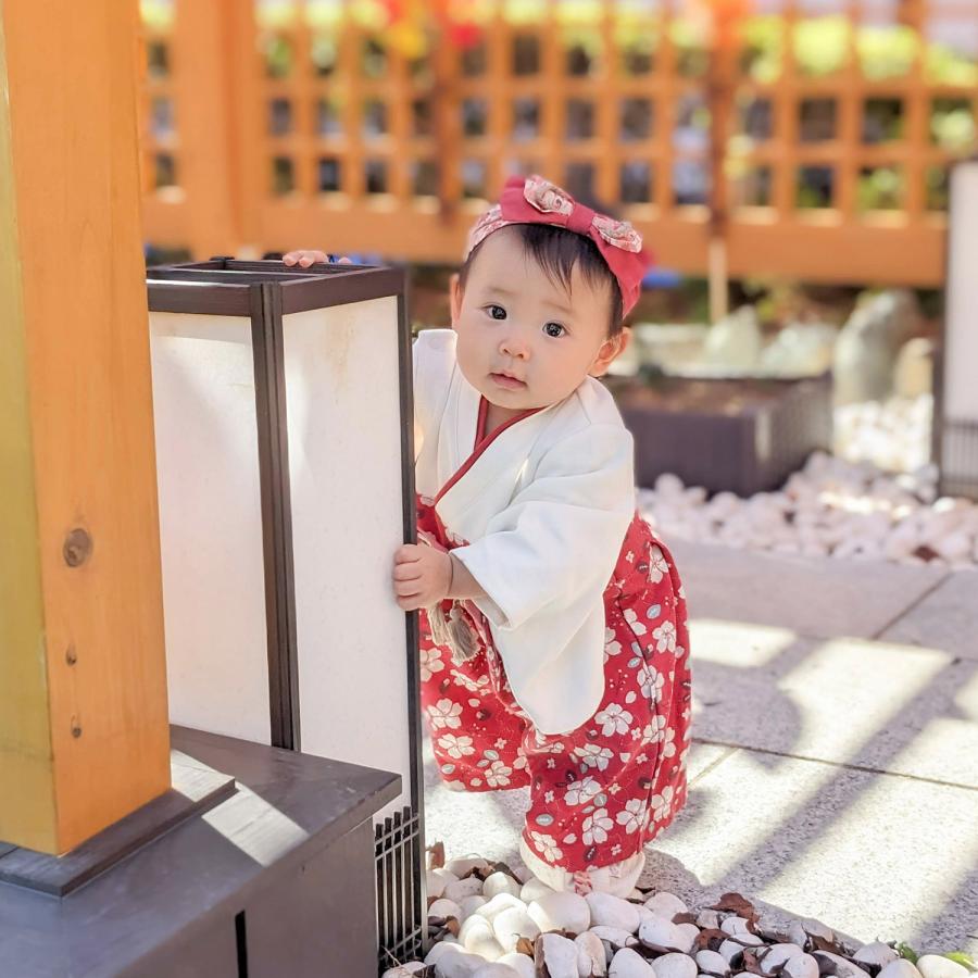 モクモフ mocmof 袴 ロンパース ベビー服 和服 男の子 100日祝 初節句 衣装 お食い初め お宮参 ベージュ レッド ブルー グリーン ピンク 622-456｜sugaronlineshop｜13