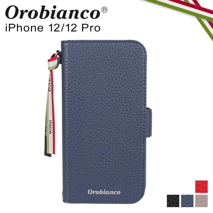 Orobianco オロビアンコ iPhone 12 mini 12 12 Pro ケース スマホケース 携帯 手帳型 アイフォン メンズ レディース シュリンク調 PU LEATHER BOOK TYPE CASE ブラック ネイビー グレージュ レッド 黒