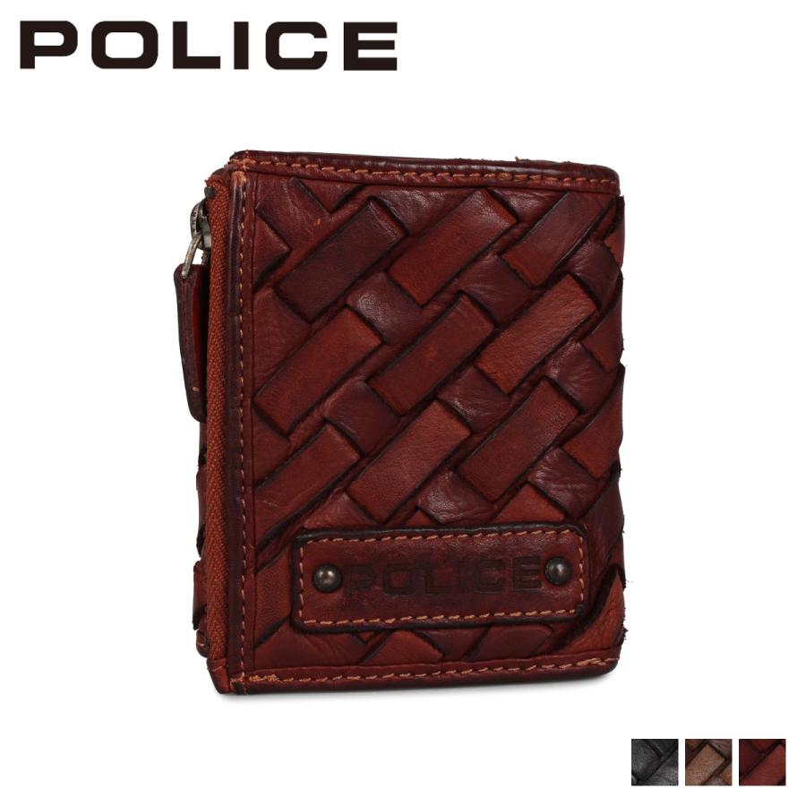 ポリス POLICE 財布 三つ折り メッシュ メンズ 本革 TRI-FOLD WALLET ブラック ネイビー ブラウン 黒 PA-70303 POLICE（ポリス） 財布 三つ折り メッシュ メンズ TRI-FOLD 本革