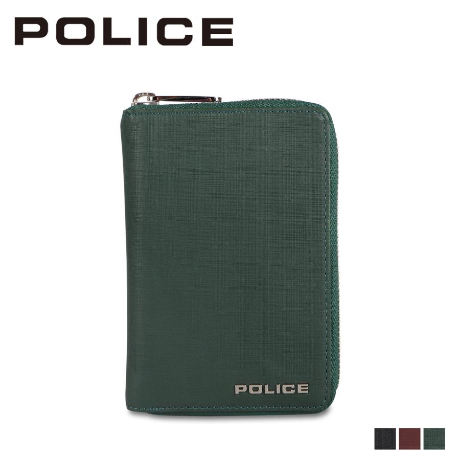 POLICE（ポリス） 財布 二つ折り メンズ ラウンドファスナー ボックス