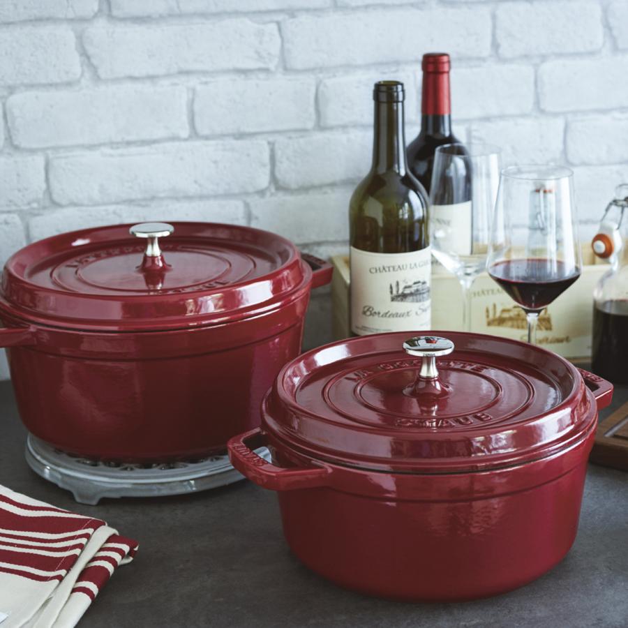 STAUB ストウブ 両手鍋　24cm レッド　赤 Staub 【並行輸入品】ストウブ 鍋 ブレイザー ソテーパン 24cm