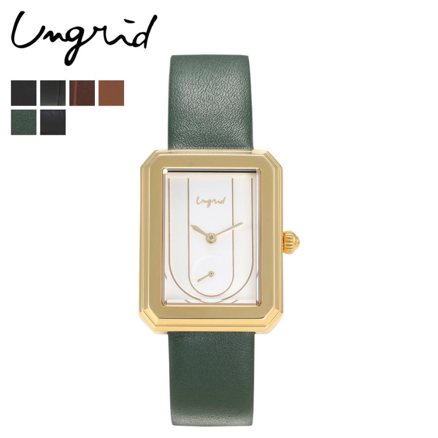 【特別訳あり特価】 レディース 腕時計 アングリッド Ungrid SIGNATURE UNG-21790T 黒 シルバー グリーン ブラウン キャメル ブラック WATCH LEATHER SQUARE 腕時計