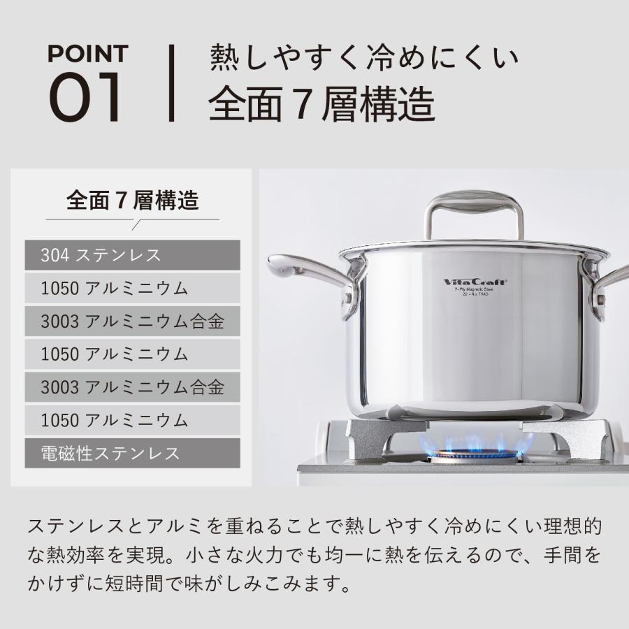 特典付き Vita Craft ビタクラフト Nシリーズ 両手鍋 24cm 浅型 3.7L IH ガス対応 アルミ ステンレス No.7146_3