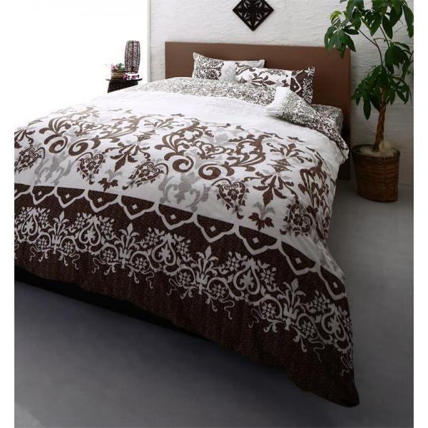 高級リゾート柄 掛け布団カバー 単品 キングサイズ 色-ブラウン /綿100% 寝具 かけ ふとんかばー 掛カバー フトンカバー 洗濯可