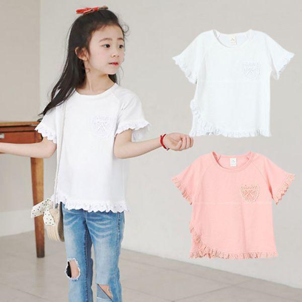 女の子 Tシャツ 半袖 子供 キッズ 夏 フリフリ袖 レース 胸ポケット 可愛い 子供服 ピンク ホワイト 韓国子供服 メール便対象商品 Qs058 S Lab 通販 Yahoo ショッピング