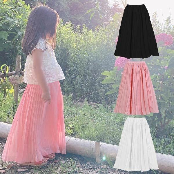 メール便対象商品 プリーツスカート 女の子 ロングスカート 裏地付き キッズ スカート フレアスカート ブラック ホワイト ピンク 春 夏 韓国子供服 Qs073 S Lab 通販 Yahoo ショッピング