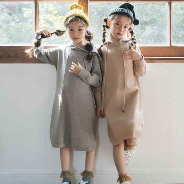 メール便対象商品 ワンピース 女の子 長袖 スカート フード付き ブラウン グレー ガーリー キッズ ジュニア 子供 こども 子ども 春 秋 韓国子供服 Qs116 S Lab 通販 Yahoo ショッピング