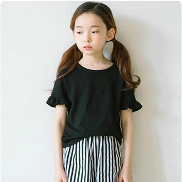 【メール便対象商品】女の子 セットアップ Tシャツ ガウチョパンツ ワイドパンツ フリル袖 ウエストゴム シンプル 着回しコーデ 春 夏 秋 海外子供服 韓国子供服｜sugi-lab｜03