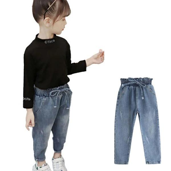 メール便対象商品 女の子 デニム ジーンズ ダメージ加工 ウエストゴム ギャザー ロールアップ りぼん 春 夏 秋 冬 オールシーズン 海外子供服 韓国子供服 Qs187 S Lab 通販 Yahoo ショッピング