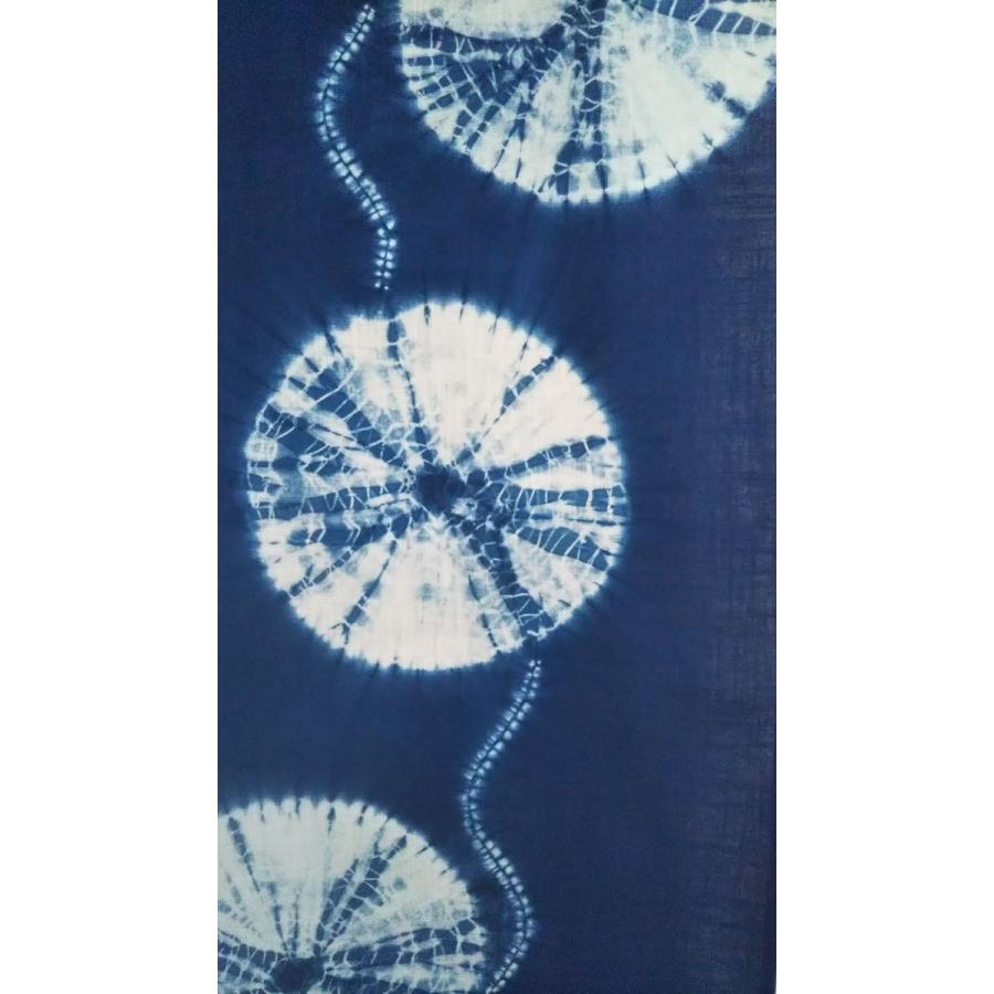 木綿 藍染 手絞り鯱柄タペストリー 木綿 藍染 手絞り鯱柄タペストリー