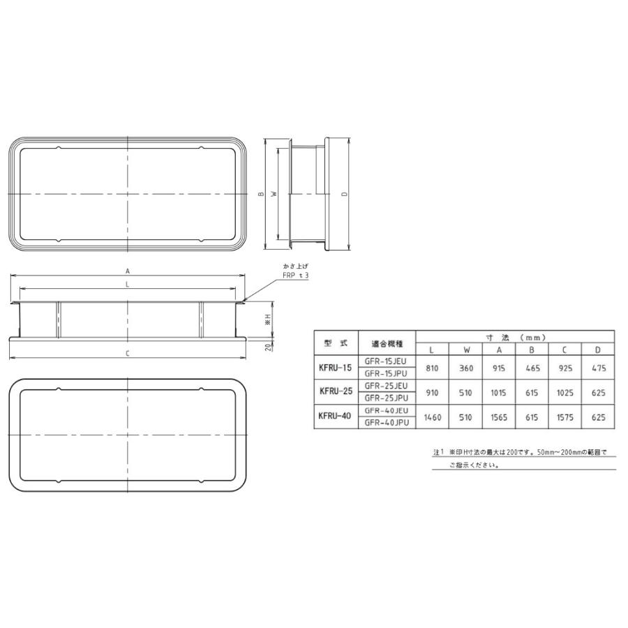 Frp製超浅型グリストラップ用かさ上げ Kfru 15 50h 100h Kfru 年中無休の管材屋さん 通販 Yahoo ショッピング