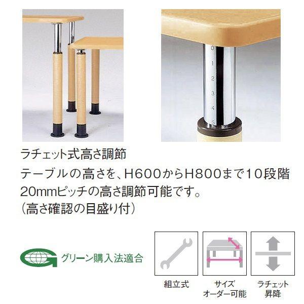 ラチェット昇降式テーブル 福祉施設用テーブル 介護施設用テーブル 角型 W1600×D600×H600-800mm お客様組立 受注生産品 FPS-1660K_1