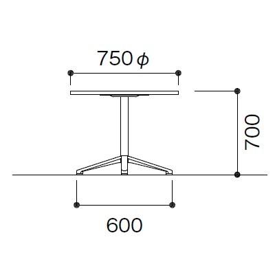 HD丸テーブル リフレッシュテーブル 単柱テーブル 会議用テーブル 丸型 直径75×H70cm 塗装脚 お客様組立 受注生産品 HD-750R｜sugihara｜03