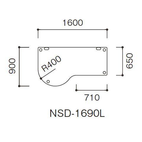 診察テーブル ドクターテーブル 医療施設用テーブル 病院用家具 左ラウンド W160×D90×H70cm お客様組立 受注生産品 NSD-1690L_4