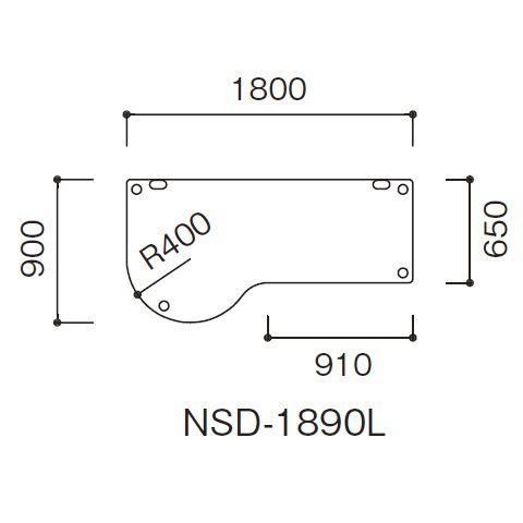 診察テーブル ドクターテーブル 医療施設用テーブル 病院用家具 左ラウンド W180×D90×H70cm お客様組立 受注生産品 NSD-1890L_4