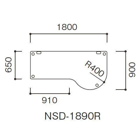 診察テーブル ドクターテーブル 医療施設用テーブル 病院用家具 右ラウンド W180×D90×H70cm お客様組立 受注生産品 NSD-1890R_4