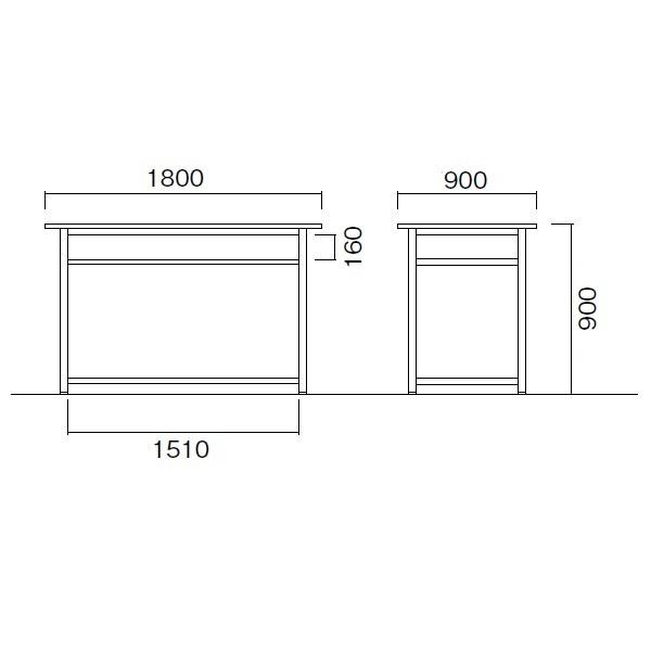 高さ90cm 立ち作業台 ワークベンチ 作業台テーブル ロンリウム天板 均等耐荷重 150kg W1800×D900×H900mm 受注生産 OHM-1890H-L_2