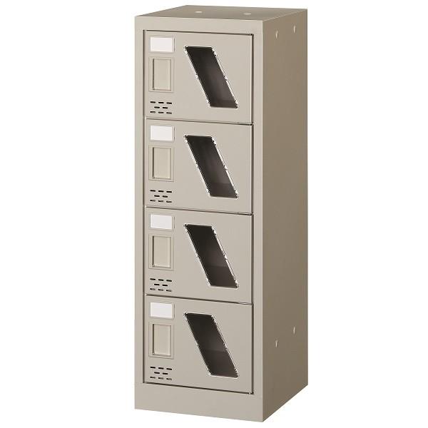 シューズボックス 下駄箱 シューズロッカー 錠なし 窓付扉タイプ 1列4段 4人用 オフィス家具 法人様限定商品 国産 車上渡し SC-4WM