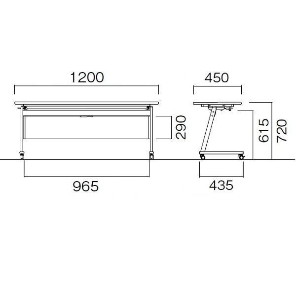 SFLサイドスタッキングテーブル ミーティングテーブル パネル付 高さ72cm キャスター付テーブル W1200×D450×H720mm 国産 お客様組立 受注生産品 SFL-1245P｜sugihara｜04