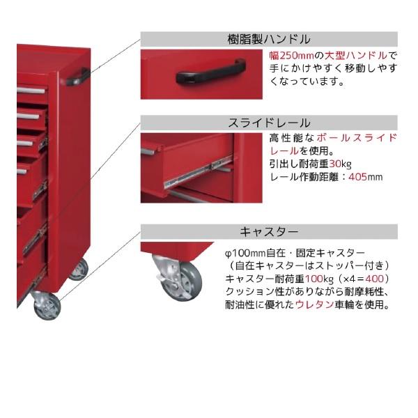 ツールケースワゴン ツールワゴン 赤色 鍵付 5段 業務用家具 法人様限定商品 TWZ-925Rの画像