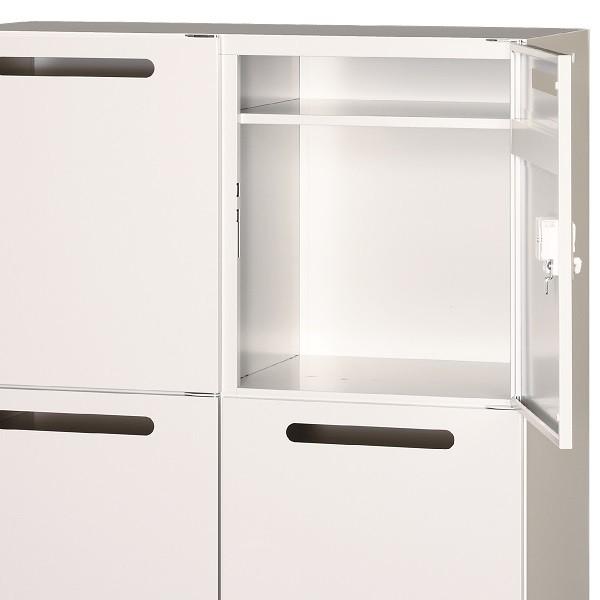 パーソナルロッカー型 投入口付 4人用 スチール収納 キャビネット ホワイト W90×D45×H105cm 法人様限定商品 国産 車上渡し UALP-W11の画像