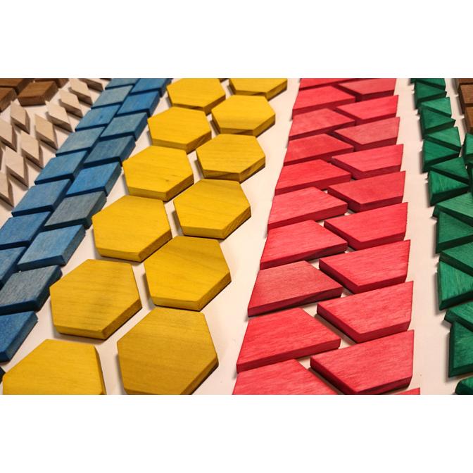 マグネット式 幾何学パターンブロック（基本セット）知育玩具 自然木の