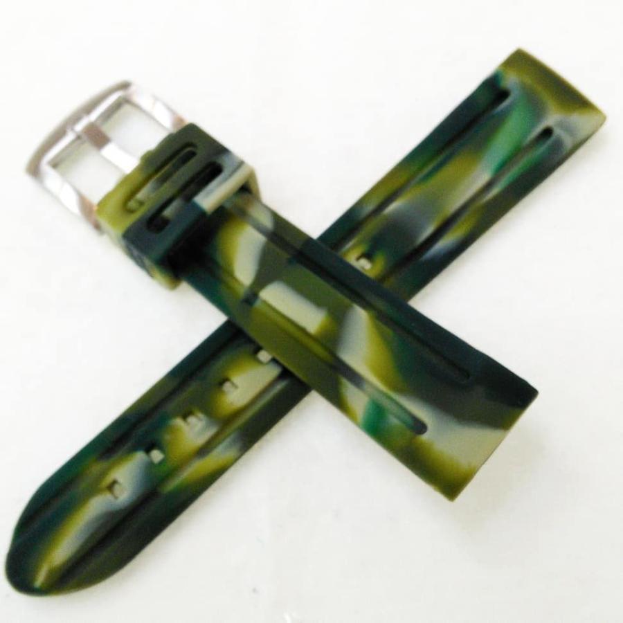 BAMBI バンビ 迷彩柄シリコンラバー時計ベルト 18mm 20mm 22mm 24mm