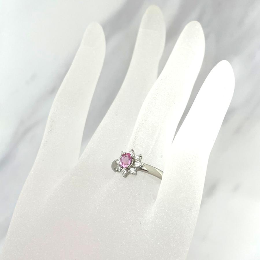 中古】Pt900 ピンクサファイヤ ダイヤ ファッションリング PS 0.472ct  