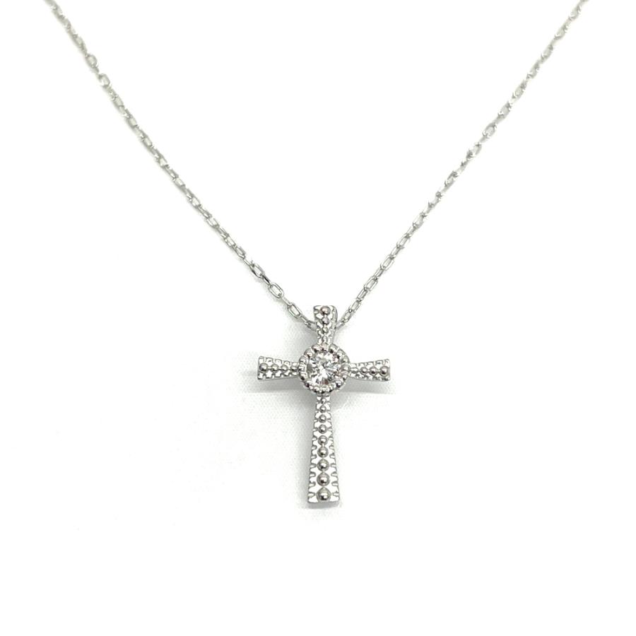 中古】K18WG ダイヤ クロス ネックレス D0.03ct 0.75g : 11111 : すぎ  