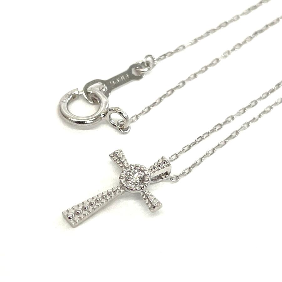 中古】K18WG ダイヤ クロス ネックレス D0.03ct 0.75g : 11111 : すぎ  