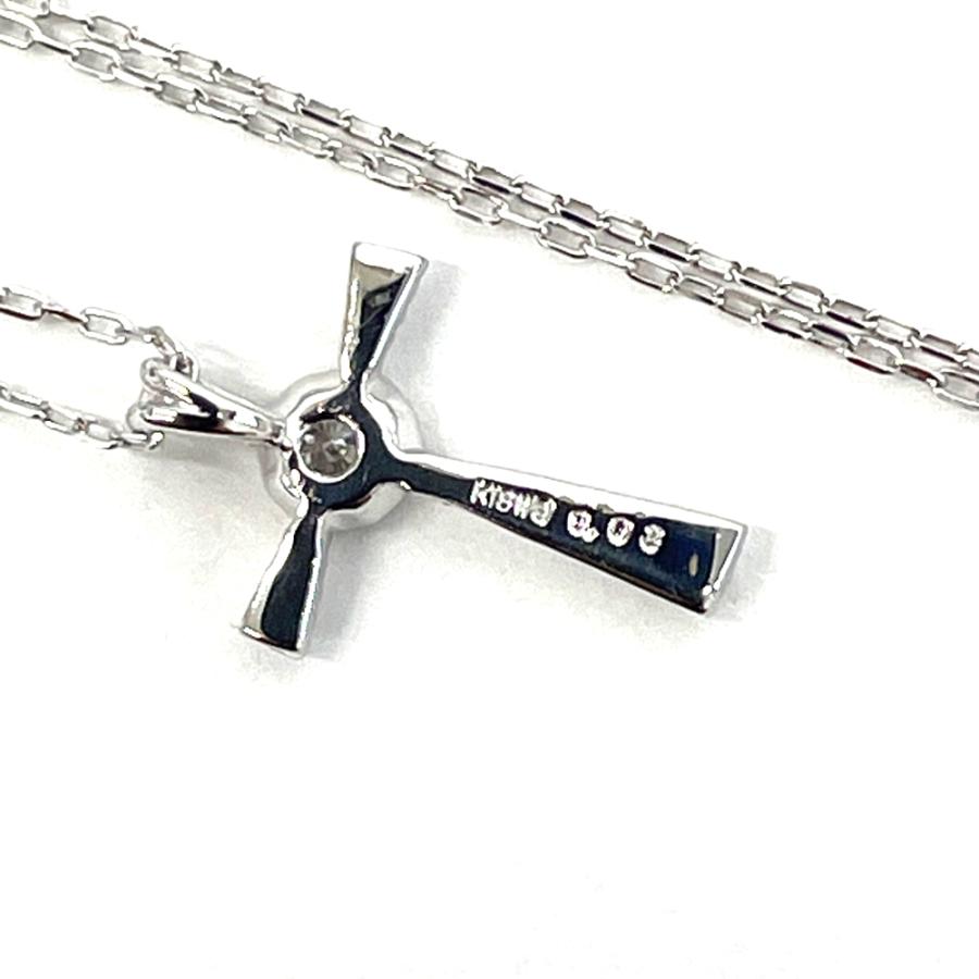 中古】K18WG ダイヤ クロス ネックレス D0.03ct 0.75g : 11111 : すぎ  