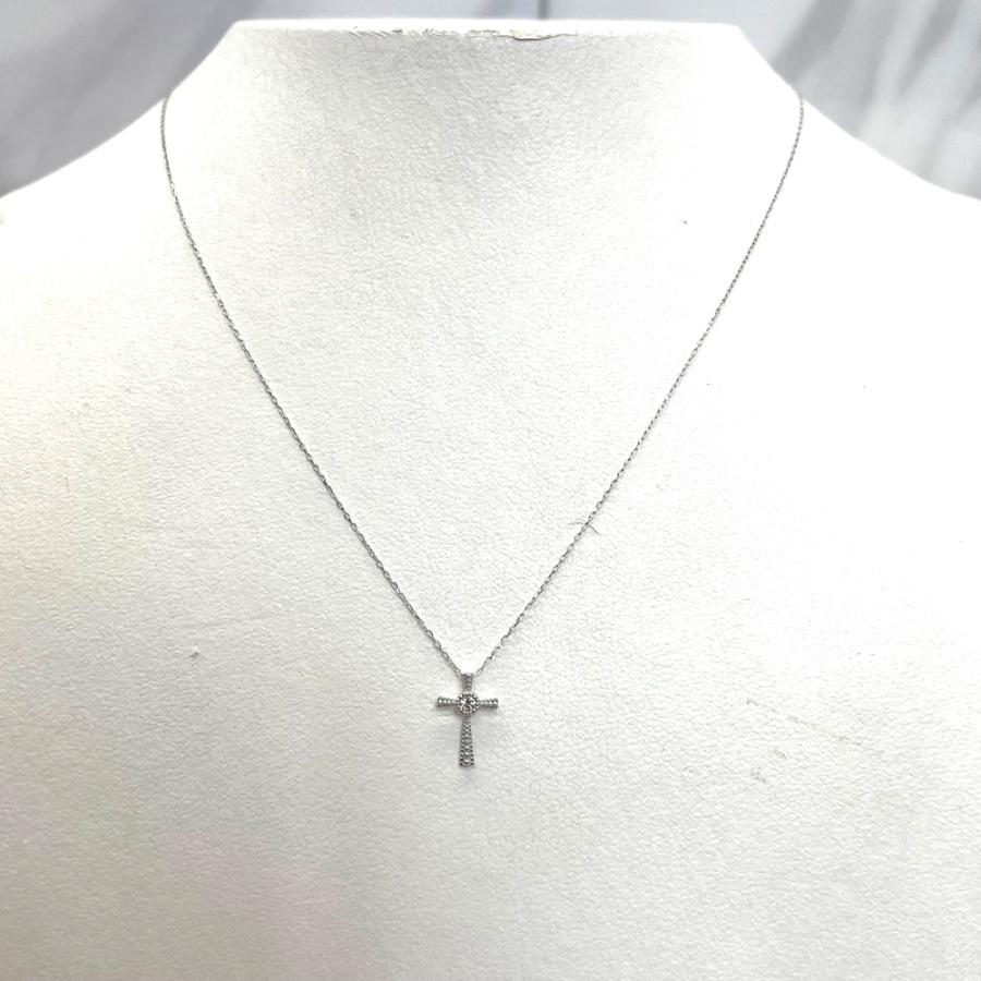 中古】K18WG ダイヤ クロス ネックレス D0.03ct 0.75g : 11111 : すぎ  