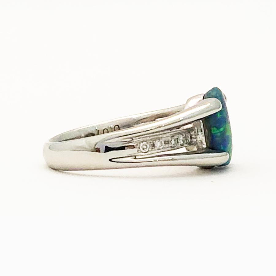 Pt900 ブラックオパール ダイヤ ファッションリング O 1.18ct D 0.07ct 