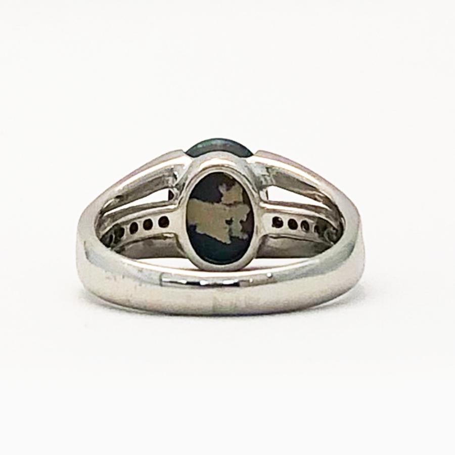 Pt900 ブラックオパール ダイヤ ファッションリング O 1.18ct D 0.07ct 