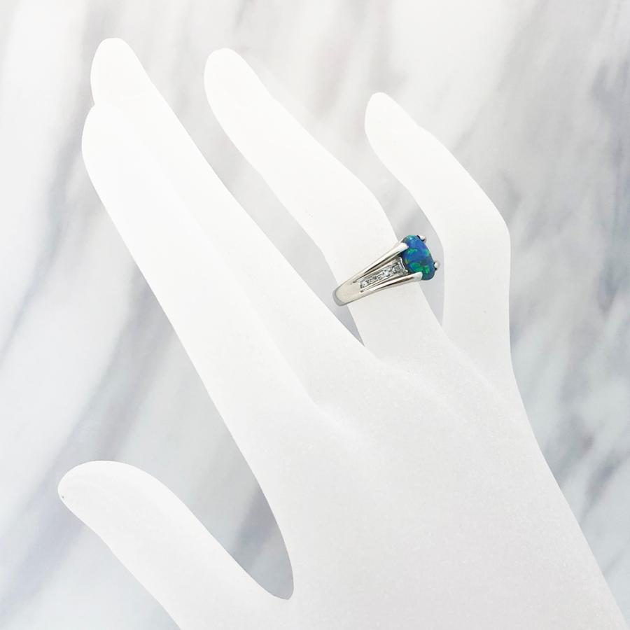 Pt900 ブラックオパール ダイヤ ファッションリング O 1.18ct D 0.07ct 
