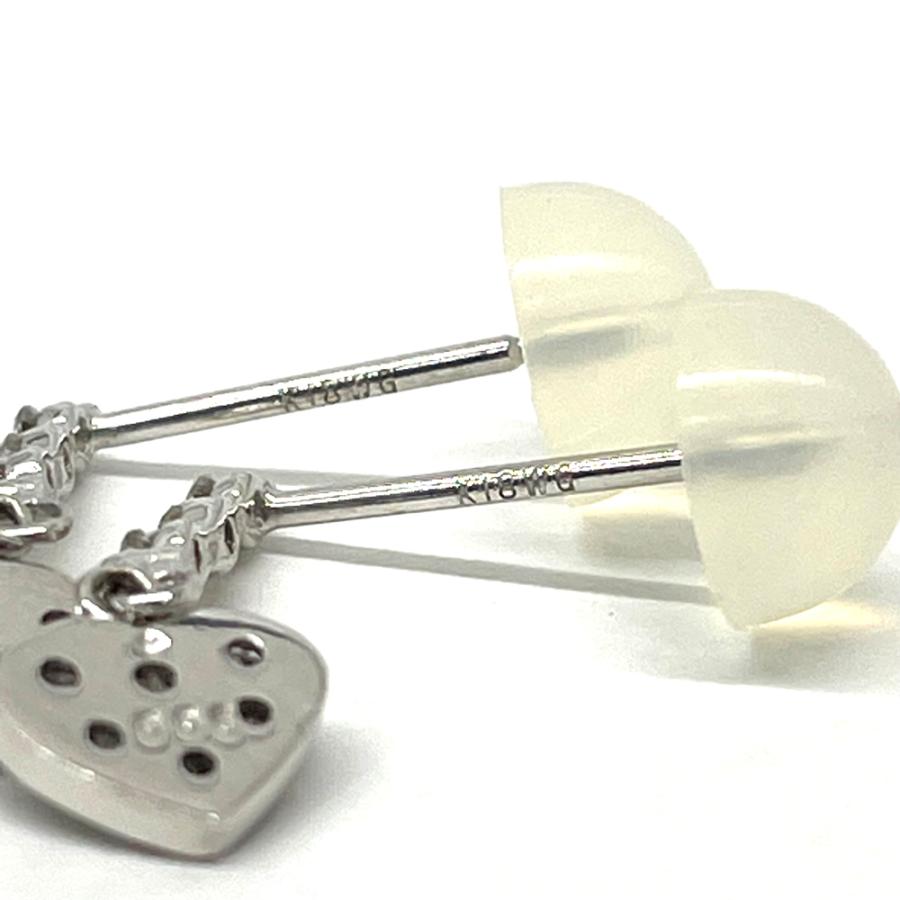 K18WG ダイヤ ハート ピアス D0.08ct×2 レディース : 16842-2 : すぎ 
