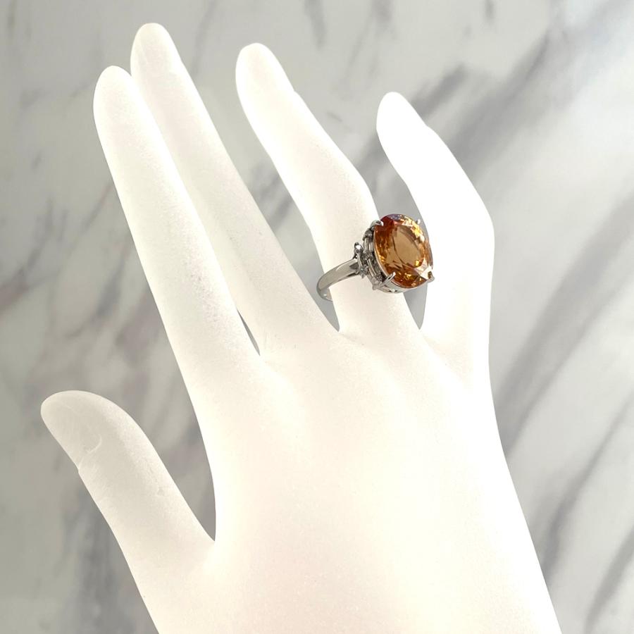 中古】Pt900 ヘソナイトガーネット ダイヤ リング ガーネット12.45ct 