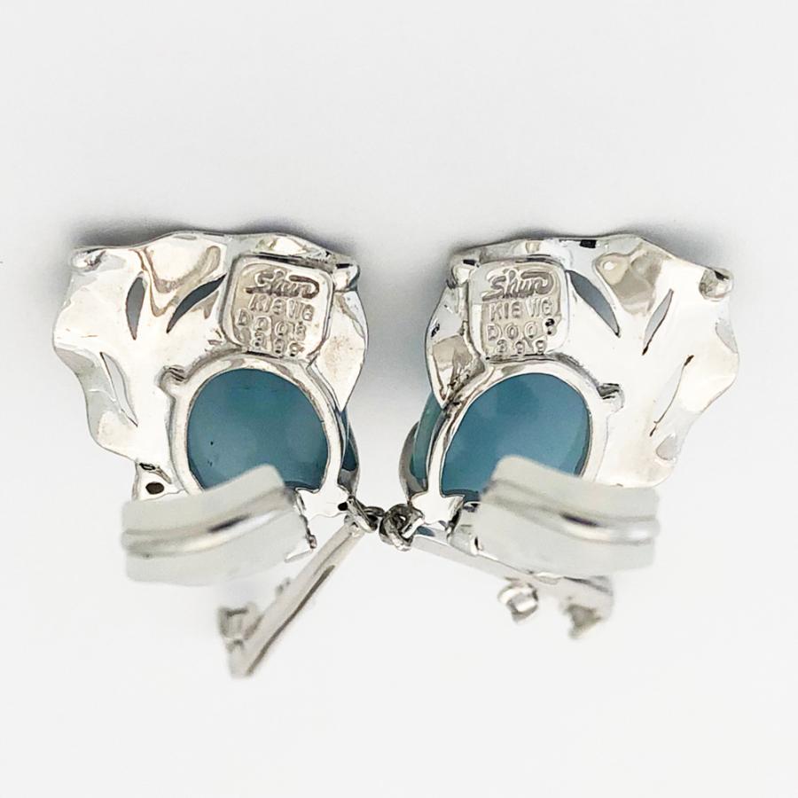 K18WG アクアマリン ダイヤ イヤリング A3.99×2 D0.08ct×2 レディース 