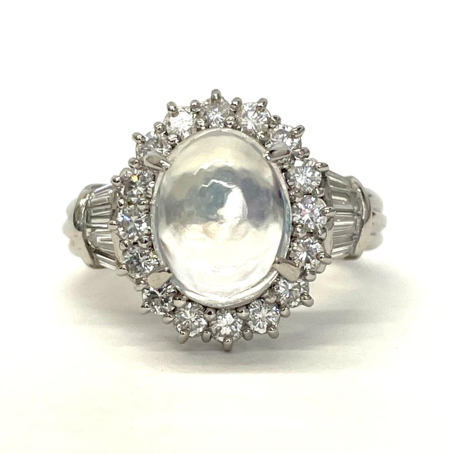 中古】Pt900 ウォーターオパール ダイヤ ファッションリング D 0.92ct 