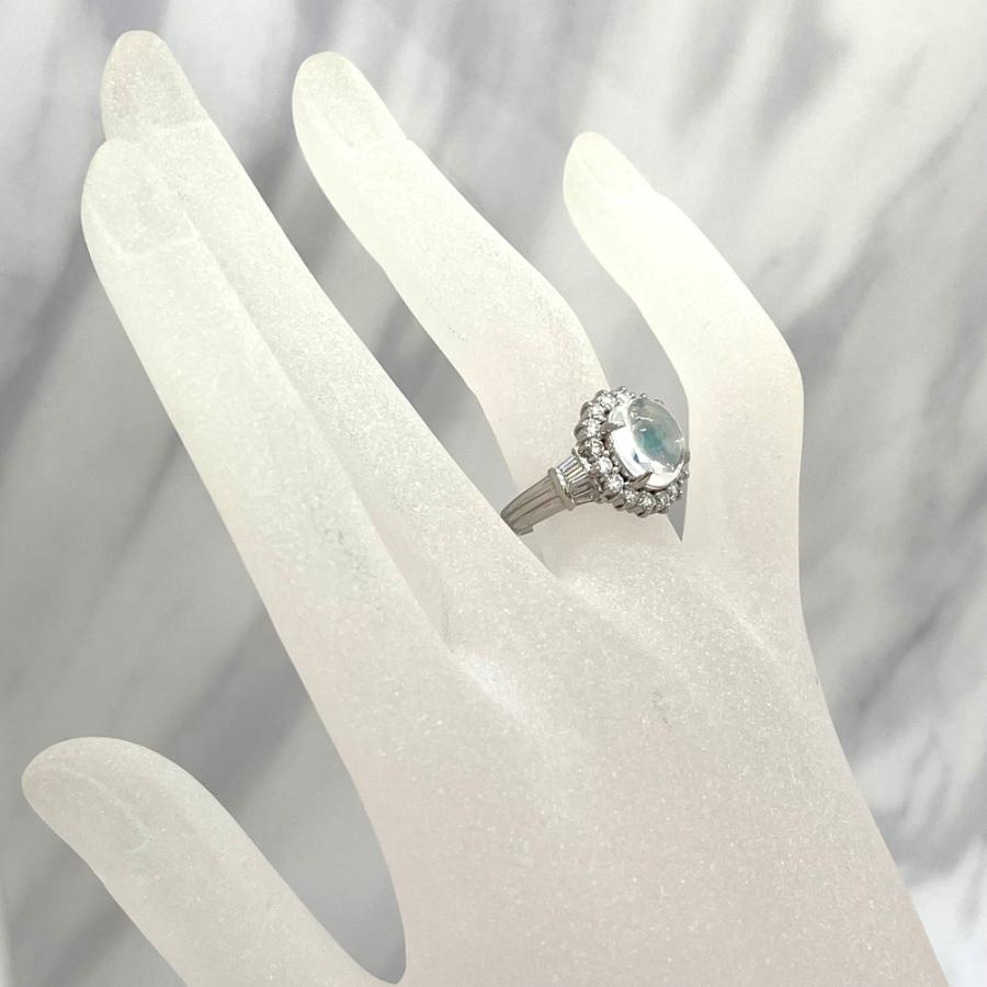 中古】Pt900 ウォーターオパール ダイヤ ファッションリング D 0.92ct 