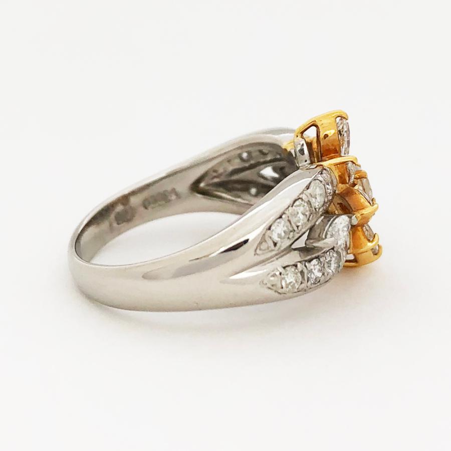 K18／Pt900 ダイヤ デザインリング ダイヤ1.00ct フラワーモチーフ