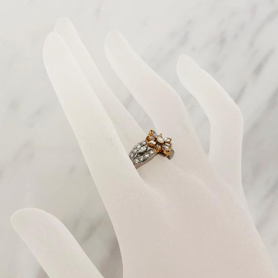 k18 pt900コンビフラワーモチーフリング K18／Pt900 ダイヤ デザインリング ダイヤ1.00ct フラワーモチーフ