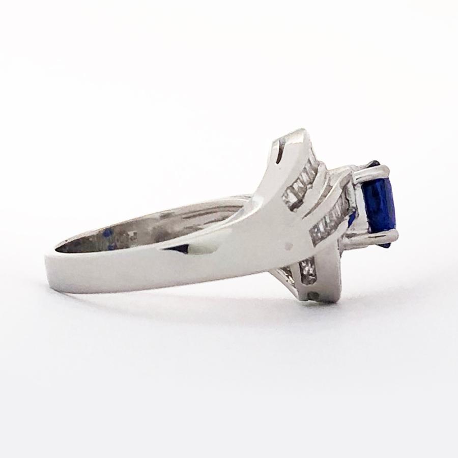 Pt900 サファイヤ ダイヤ ファッションリング 指輪 S0.88ct D0.62ct 10 