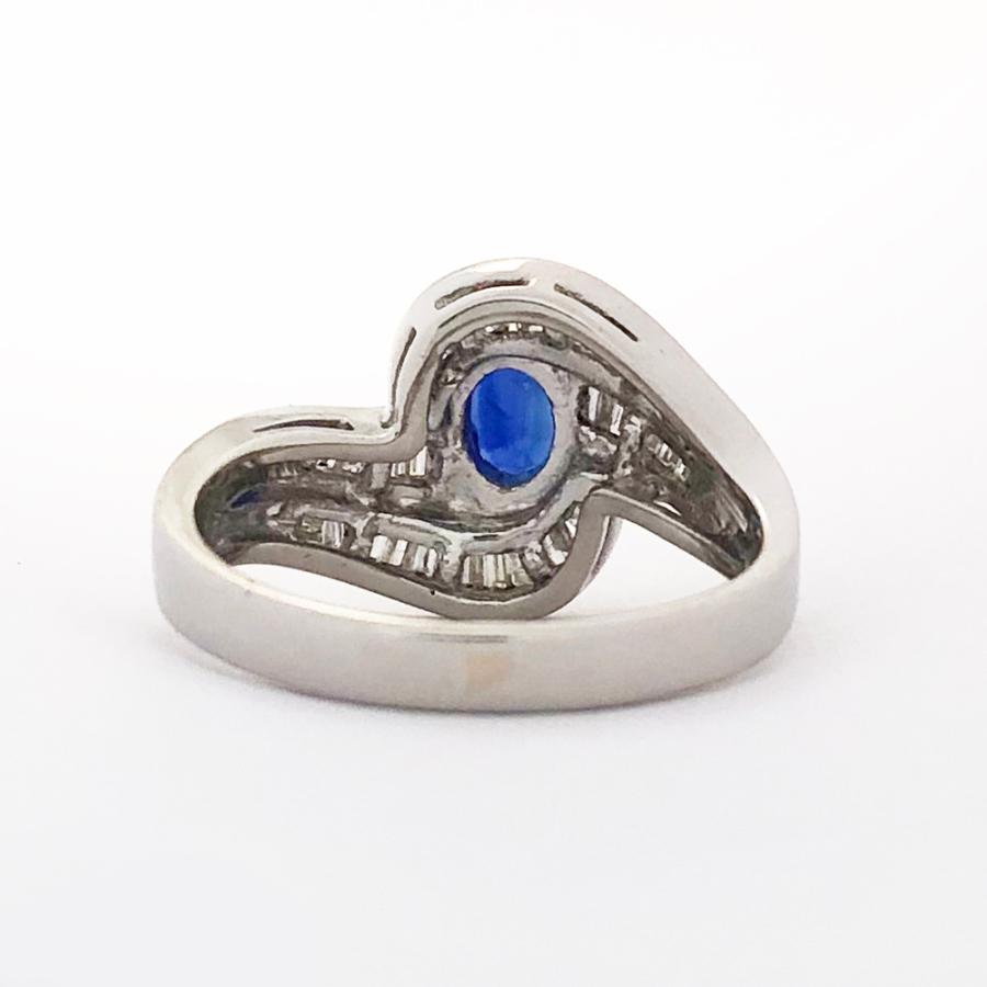 Pt900 サファイヤ ダイヤ ファッションリング 指輪 S0.88ct D0.62ct 10 