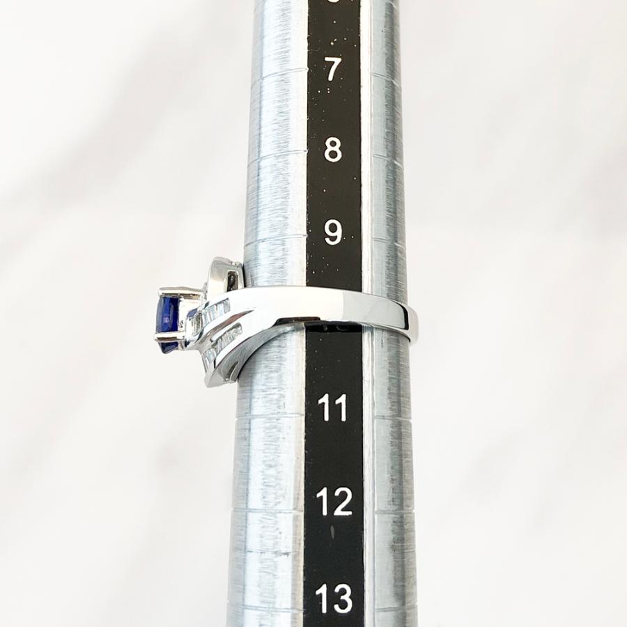 Pt900 サファイヤ ダイヤ ファッションリング 指輪 S0.88ct D0.62ct 10 