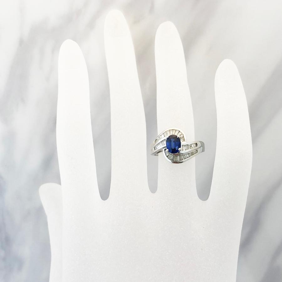 Pt900 サファイヤ ダイヤ ファッションリング 指輪 S0.88ct D0.62ct 10 