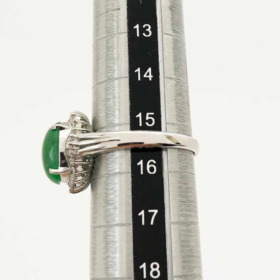 Pt900 ヒスイ ファッションリング 指輪 H3.16ct D0.40ct 16号 