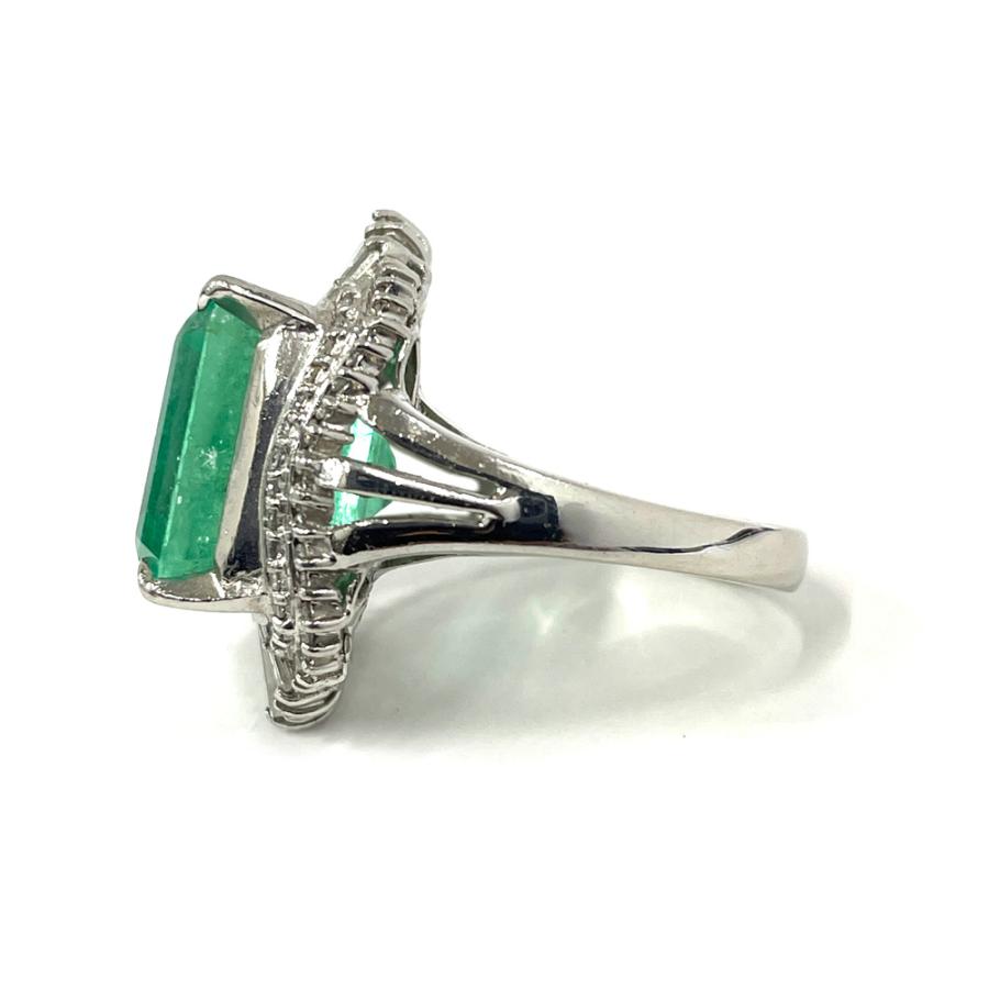 Pt900 エメラルド ダイヤ ファッションリング 指輪 E11.30ct D0.81ct  