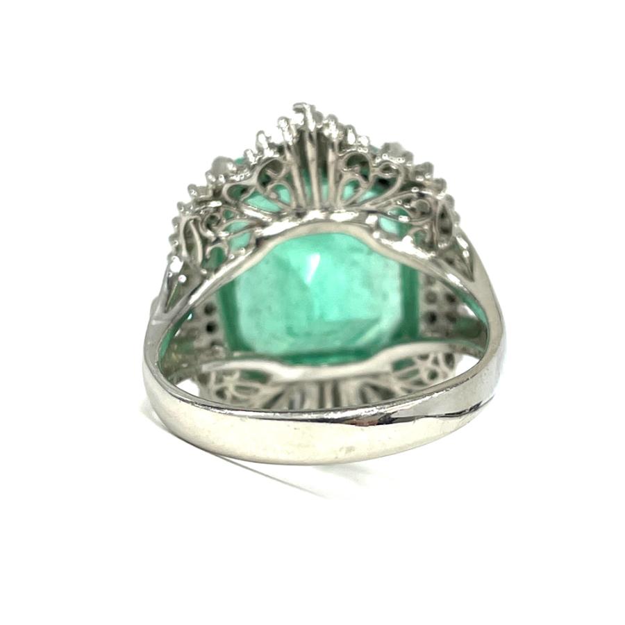 Pt900 エメラルド ダイヤ ファッションリング 指輪 E11.30ct D0.81ct  