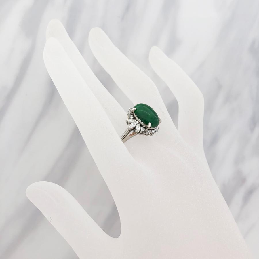 中古】Pt900 ヒスイ ファッションリング 指輪 H7.20 D1.03ct 12号 